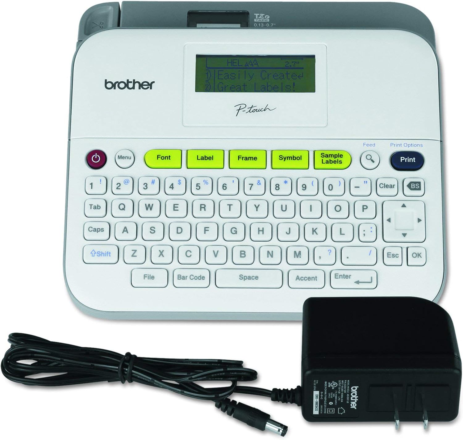 Brother P-Touch Label Maker, Versatile Easy-to-Use Labeler, PTD400AD, AC Adapter, QWERTY Keyboard, Multiple Line Labeling, White Pack of 2