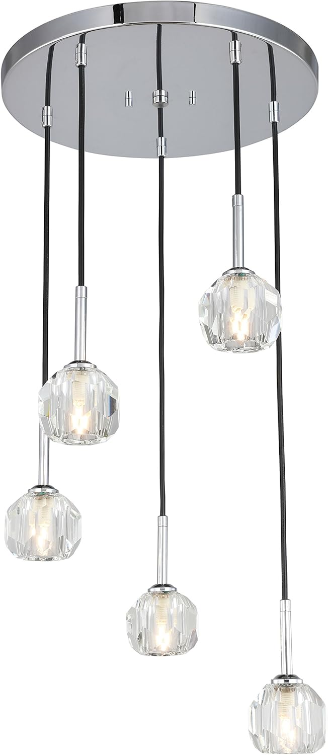 Woodbridge Lighting 16825CHR Faceted Mini-Pendant, Chrome