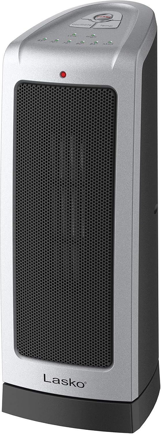 Lasko 5309 Electronic Oscillating Tower Heater, Digital Controls Pack of 2