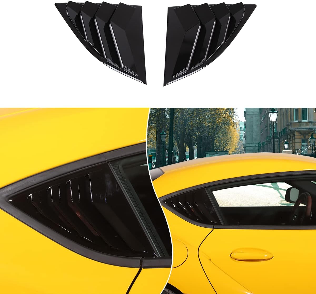 Fgtagtal Compatible with Toyota Supra GR A90 A91 MK5 2019-2022 Rear Side Window Louver Cover, Rear Window Shutters Trim Cover Stickers, Air Vent Scoop Shades Cover(Carbon Fiber Pattern-Black)