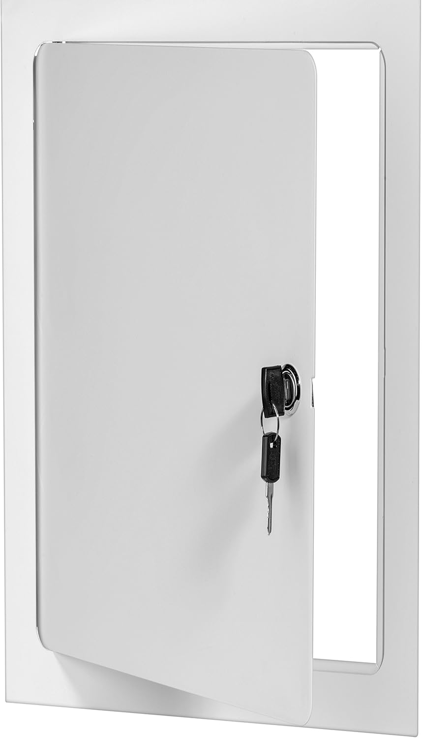 Premier 5000 Series Commercial Grade Steel Access Door, 12 x 24 Flush Universal Mount, White (Keyed Cylinder Latch)
