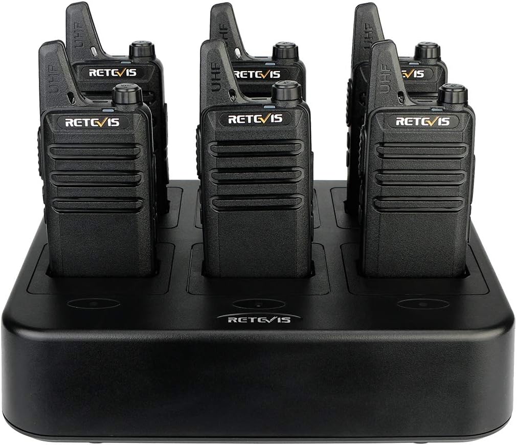 Retevis RT22 Walkie Talkies for Adults, Two Way Radios Long Range Rechargeable, VOX Handsfree, Mini Compact Walkie Talkie with USB Charger, for School Church Restaurant (6 Pack)