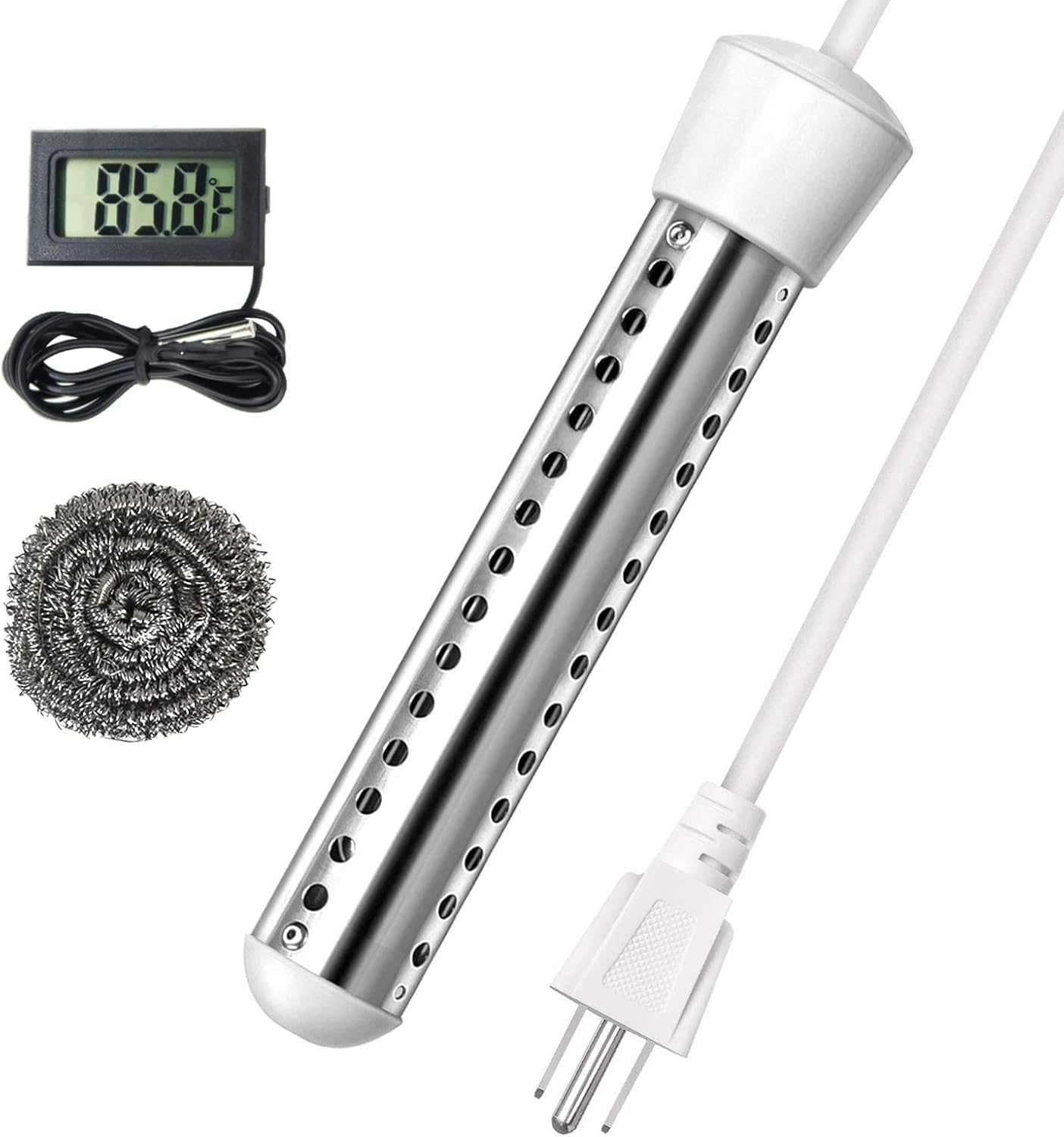 BIRD WISH Pool Water Heater Above Ground, 1500W Portable Temperature Control Auto Shutoff Pool Heater with Stainless Steel Guard for Garden, Backyard Pack of 2