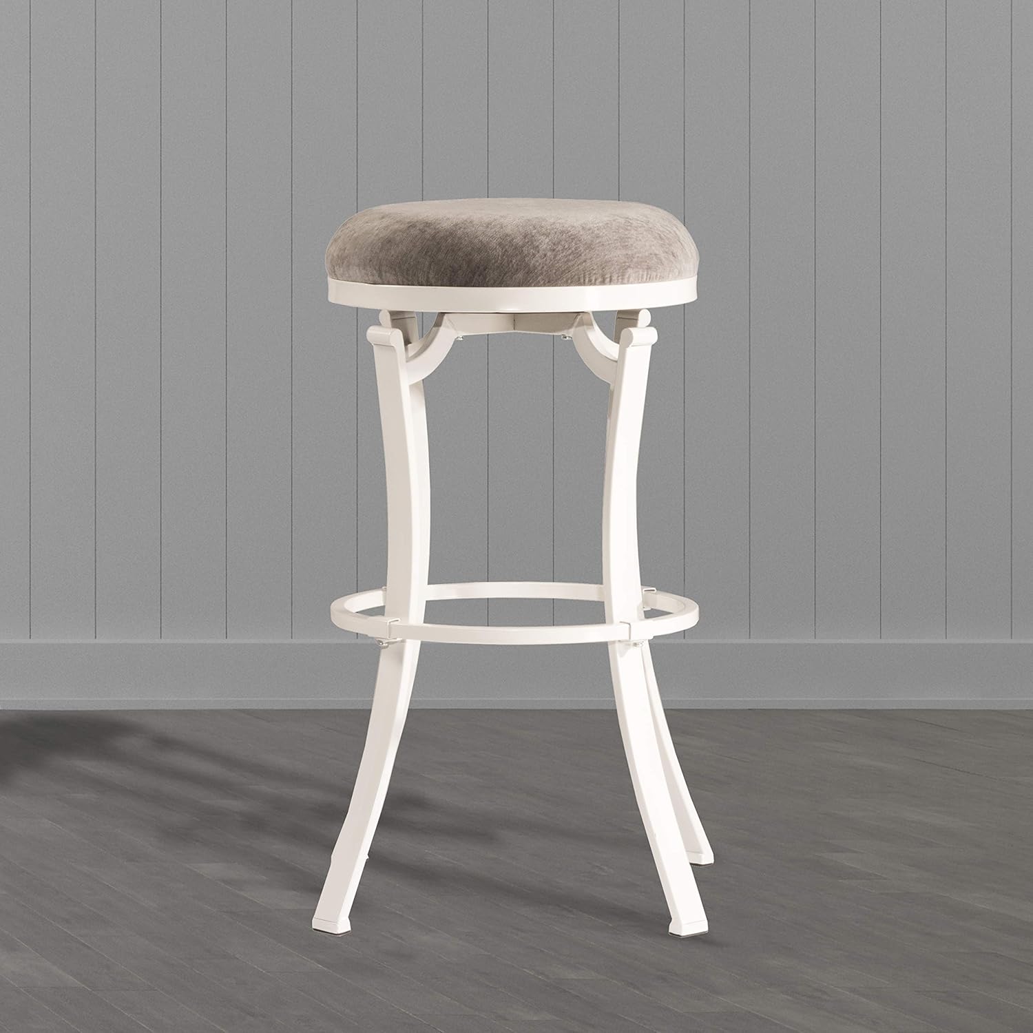 Hillsdale Kelford Backless Swivel Stool, Counter, White/Gray