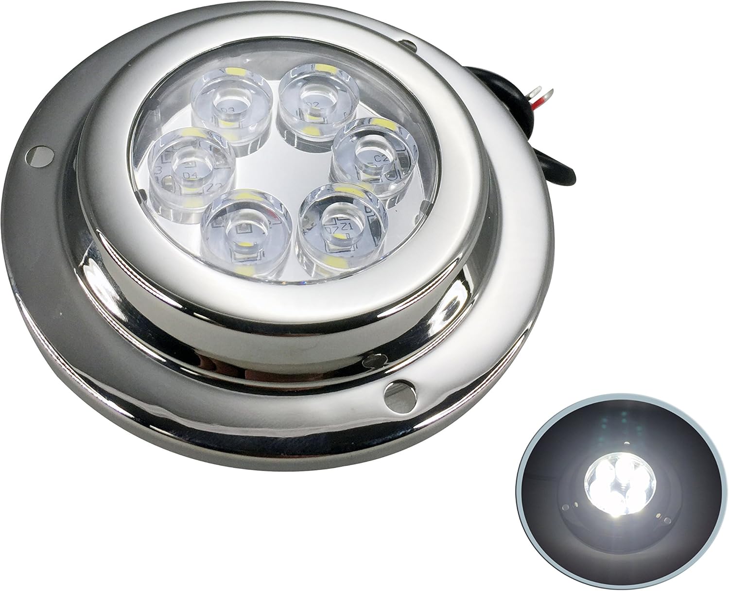 Pactrade Marine Boat SS316 LED White 6 x 2 W Underwater Light 10-30V IP 68 Pack of 2