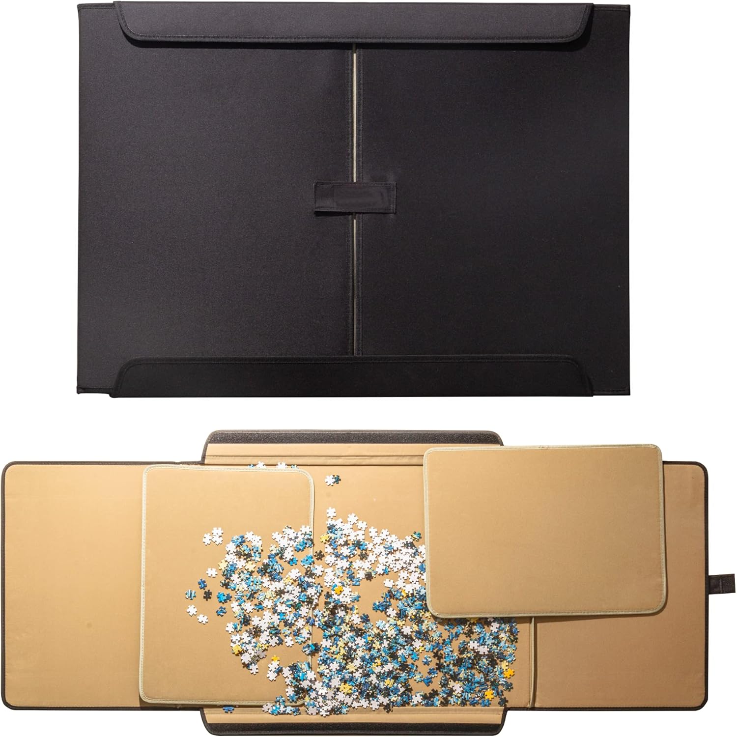 TOPHORT Portable Jigsaw Puzzle Board Mat Holds up to 1500 Pieces, Non-Slip Surface Puzzle Tables with 2 Removable Puzzle Trays, Puzzle Organizer and Storage for Adults