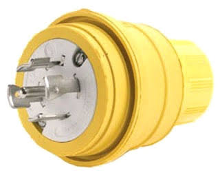 Woodhead 26W81BLK Watertite Wet Location Locking Blade Plug, 3-Phase, 5 Wires, 4 Poles, NEMA L21-20 Configuration, Black, 20A Cu