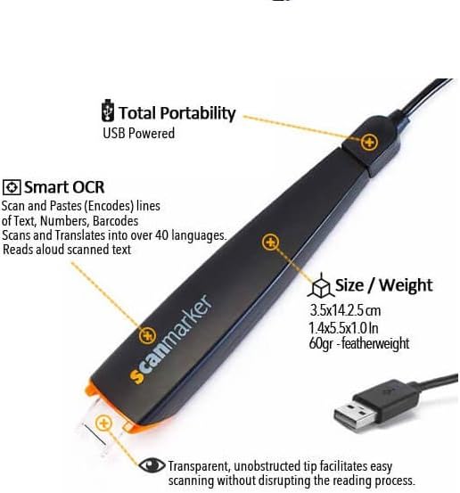 Scanmarker Digital Highlighter - OCR Pen Scanner and Reader - USB Version (Mac & Win)