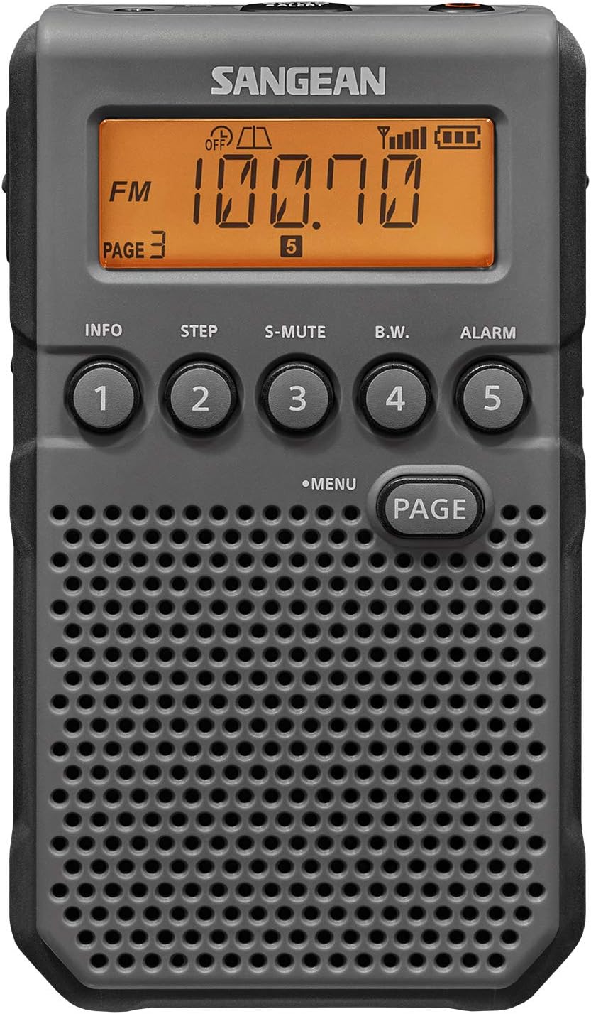Sangean DT-800BK AM / FM / NOAA Weather Alert Rechargeable Pocket Radio (Black/Gray)
