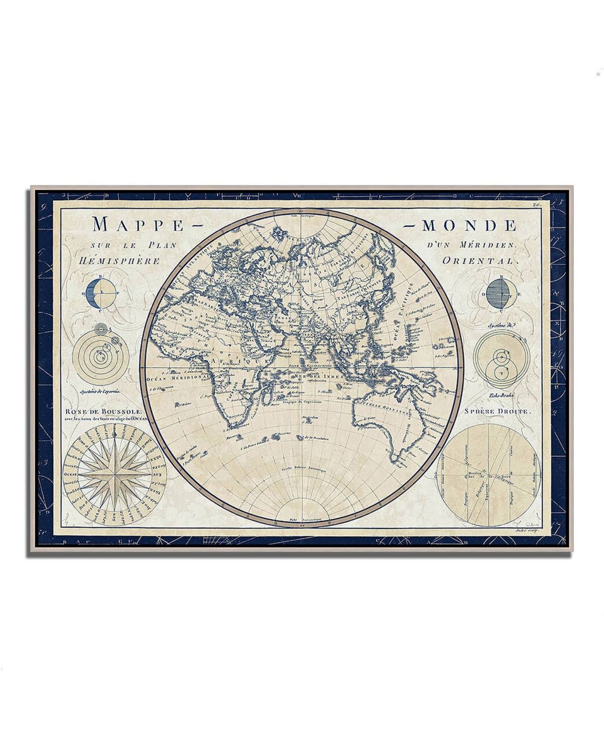 Tangletown Fine Art 40x22 x 59x22 Plan De Meridien Blue Border by Sue Schlabach Fine Art Giclee Print