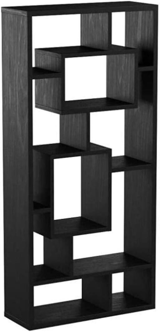 Coaster Home Furnishings Asymmetrical Cube 10-Shelf Black Oak Bookcase