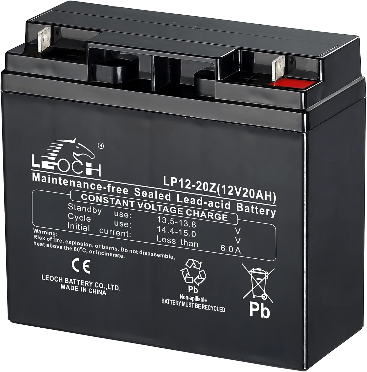 12V 20Ah Rechargeable SLA Battery, LEOCH LP12-20Z Replaces Batteries AGM Sealed Lead Acid Battery for Home Security Alarm System, Solar Power, Electric Scooter, UPS Systems, Riding Toys