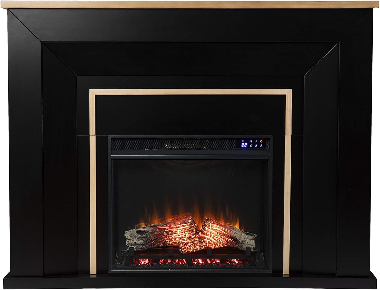 SEI Furniture Cardington Electric Fireplace, Black/Natural