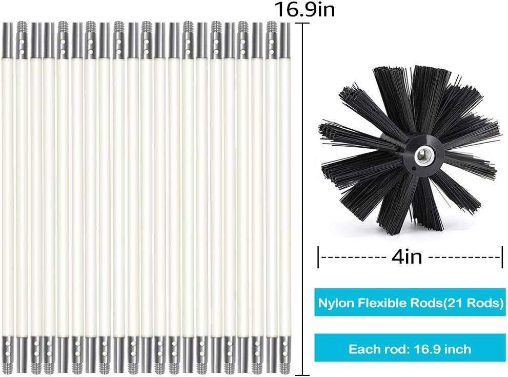 30 Feet Dryer Vent Cleaner Kit Lint Remover Fireplace Chimney Brushes Extends Up to 30 Feet Synthetic Brush Head