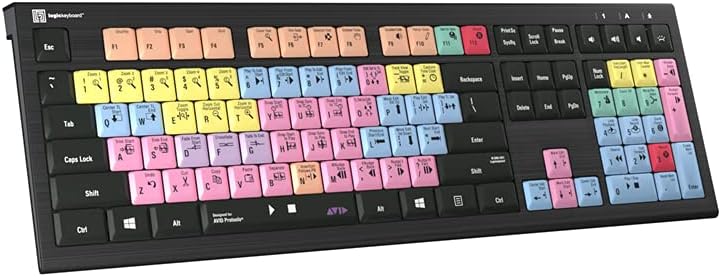 Logickeyboard Designed for Avid Pro Tools 2018 Compatible with WIN 7-11 - ASTRA 2 Backlit keyboard # LKB-PT-A2PC-US