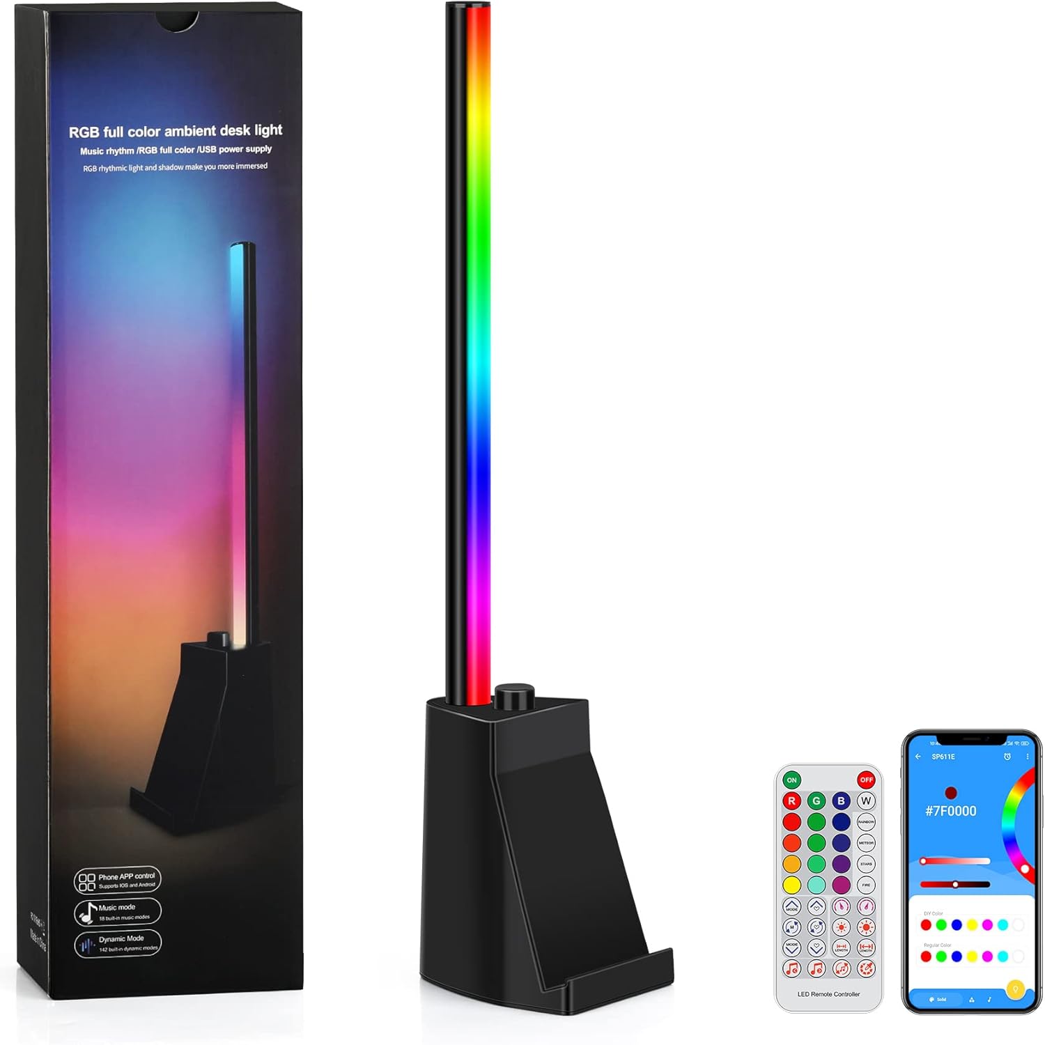 Smart LED Light Bar, Dimmable RGB Light Bar with App Control and Remote Control, 142 Dynamic Light Mode & Music Mode, RGBICWW TV Ambiance Backlight for Gaming, Movies, PC, TV, Room Decoration Pack of 2