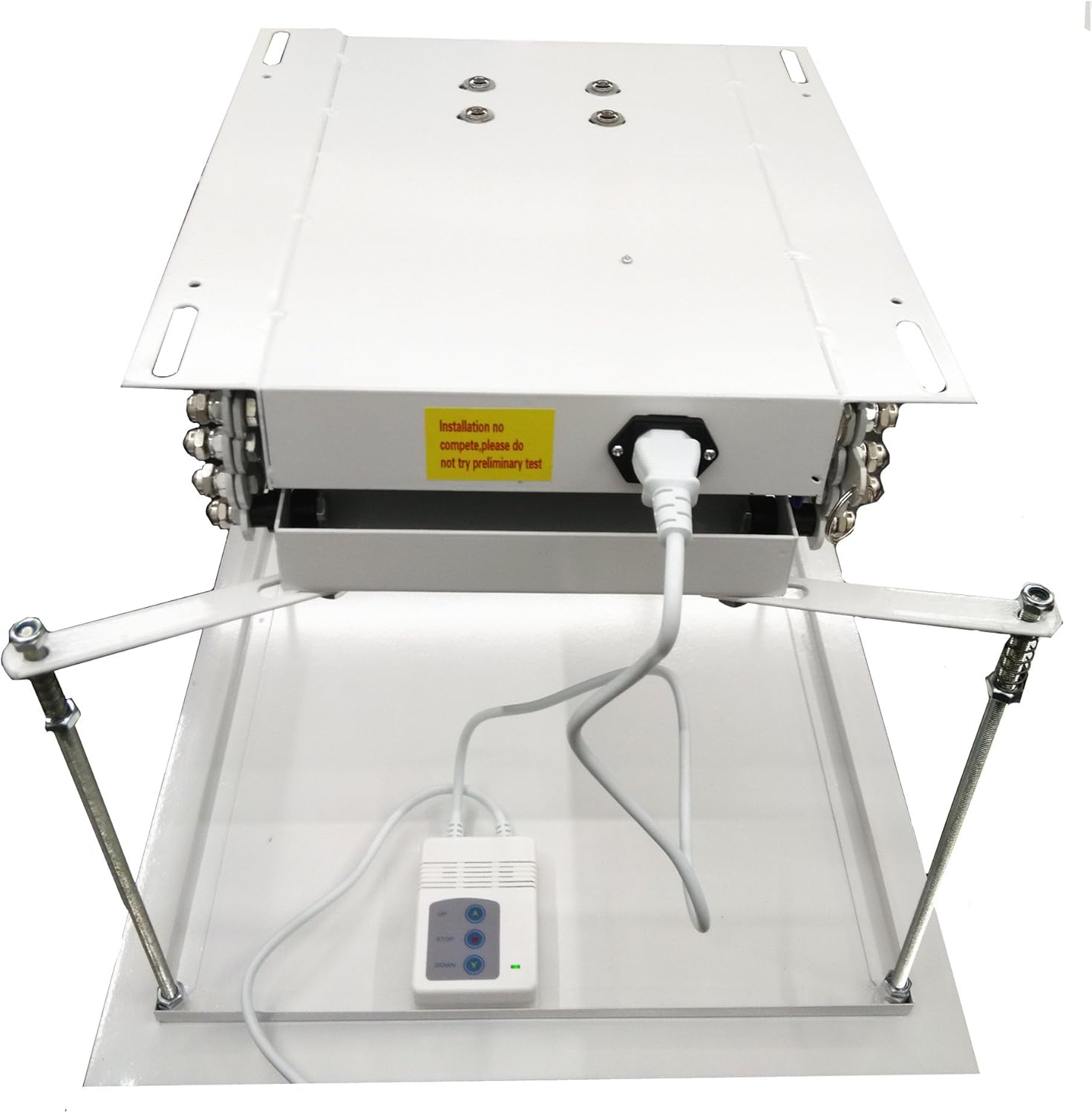 BAOSHISHAN Electric 1.5M Projector Bracket Motorized Electric Lift Projector Hanger Remote Control 110V for Cinema Church School with Double Motors & Max Load 15kg 220V