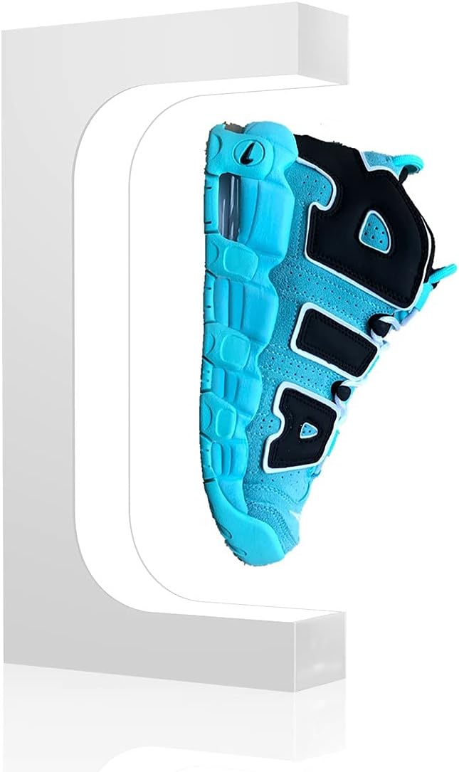 Levitating Shoe Display Magnetic Levitation Sneaker Stand with LED Light, Rotating Floating Holder Rack for Shoes Collectors Advertising Exhibition Shoe Store Show Home Decoration, White