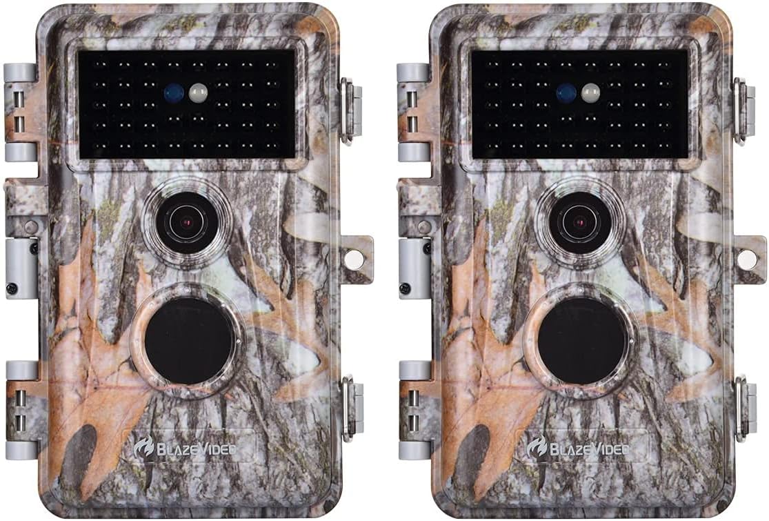2-Pack Game Trail Deer Cameras 24MP 1296P H.264 MP4 Video No Glow Wildlife Hunting Cams with Night Vision Motion Activated Waterproof & Password Protected Photo & Video Model Time Lapse & Time Stamp