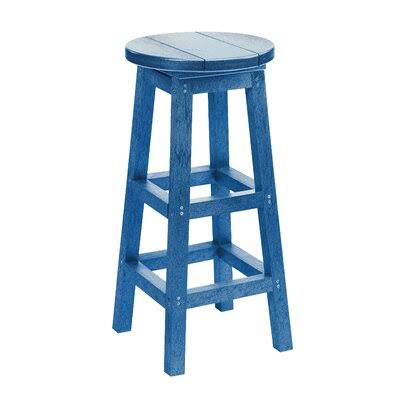 William 30x22 Patio Bar Stool Beachcrest Home Frame Color: Blue