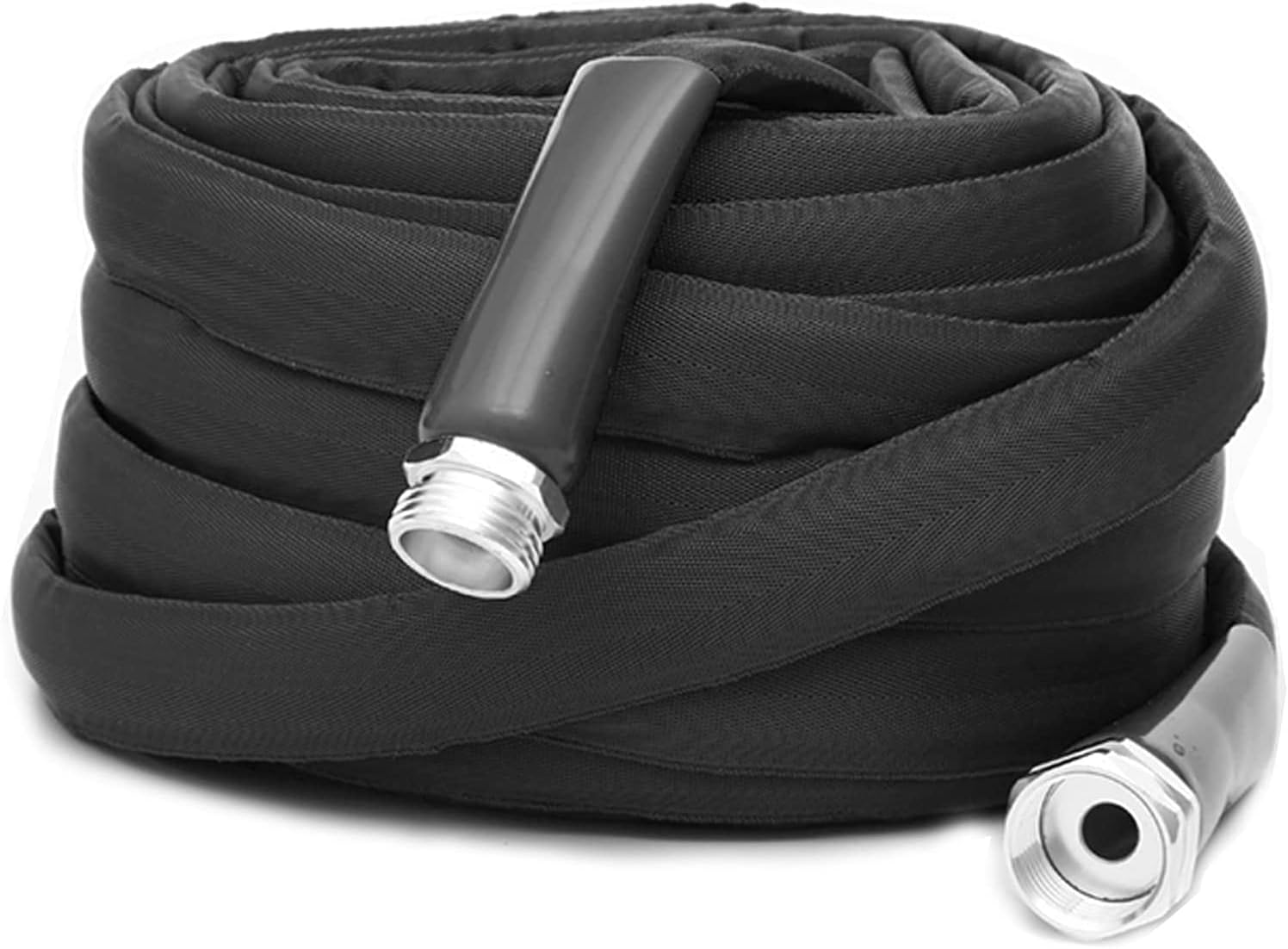 Furuisen Garden Hose, Upgrade 5/8 in. x 100 FT Rubber Water Hoses, Heavy Duty, Lightweight, Extra Strength Fabric Yard Hose for Watering (Black-100FT)
