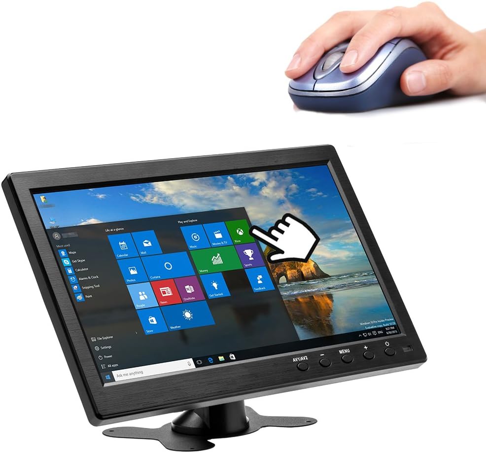 10.1” HD Monitor for Mini TV & Car Video Player & Computer Display TFT LCD Color Screen for Car Backup Camera & Home Security System Built in Speaker Support BNC/AVI/VGA/HDMI