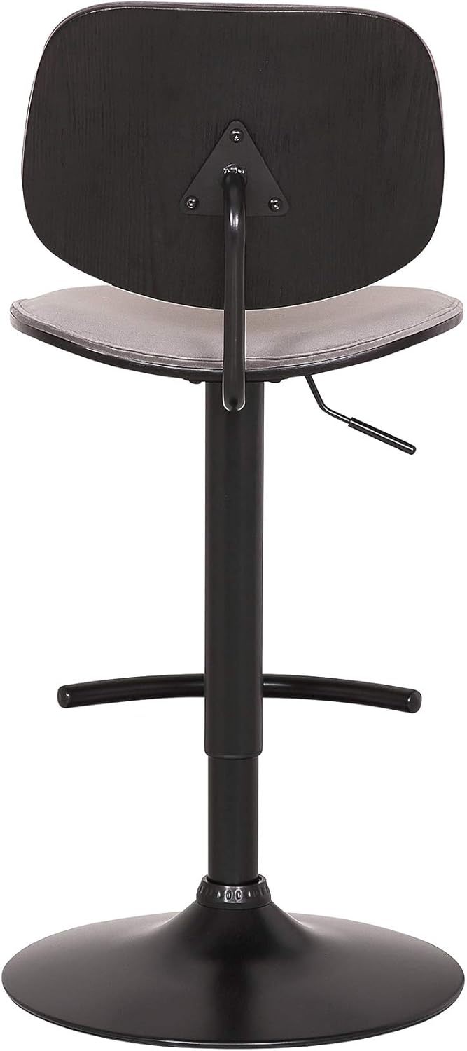 Armen Livng Nancy Adjustable Gray Velvet Swivel Barstool in Black Powder Coated Finish