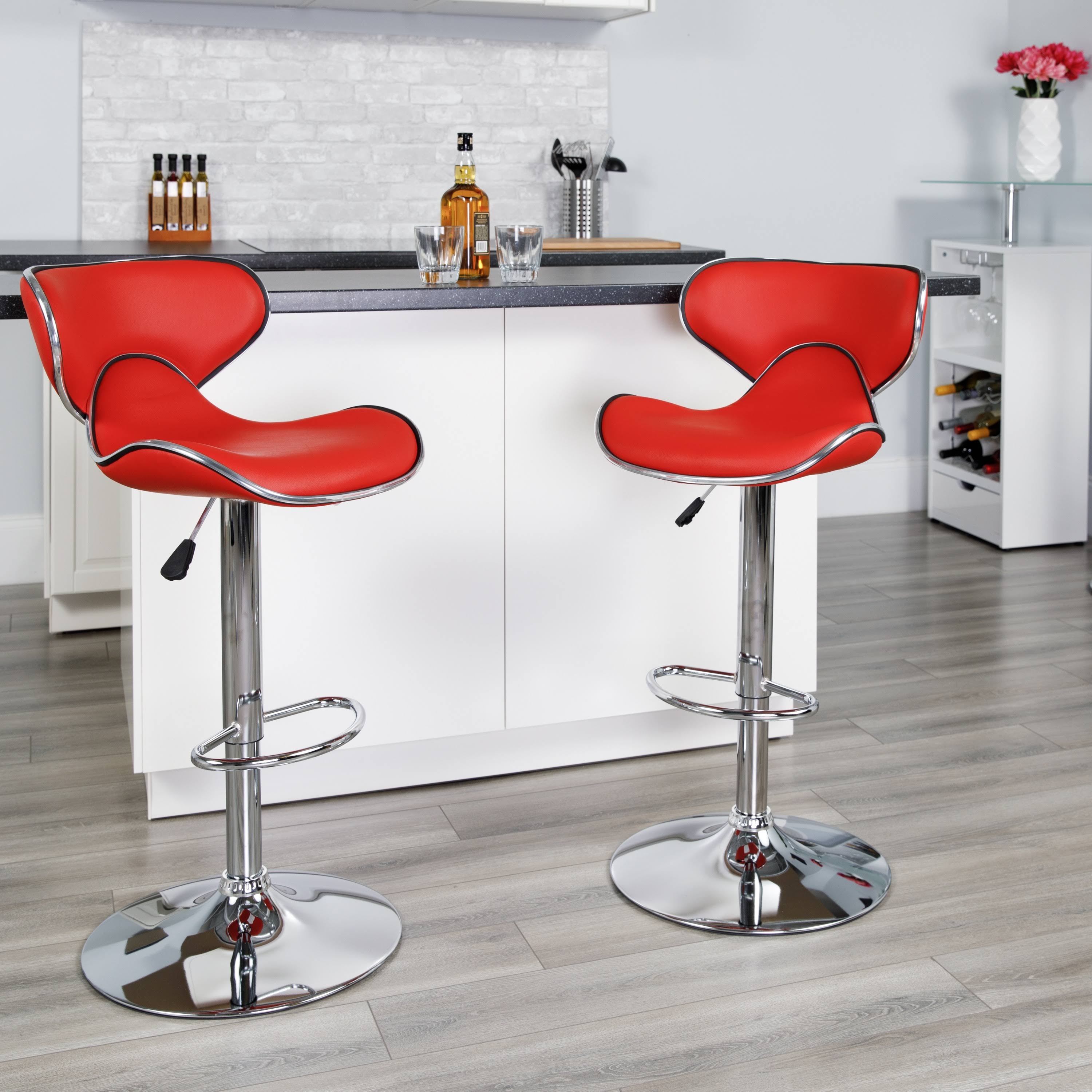 Porch u0026 den Moorpark Round Back Adjustable Swivel Bar Stool - 16x22W x 17.5x22D x 34.5x22 - 43x22H Red