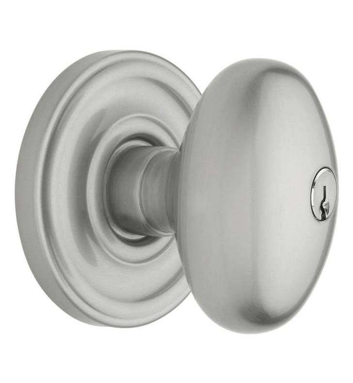 Baldwin 5226031ENTR Non Lacquered Brass Egg Style Keyed Entry Knob Set