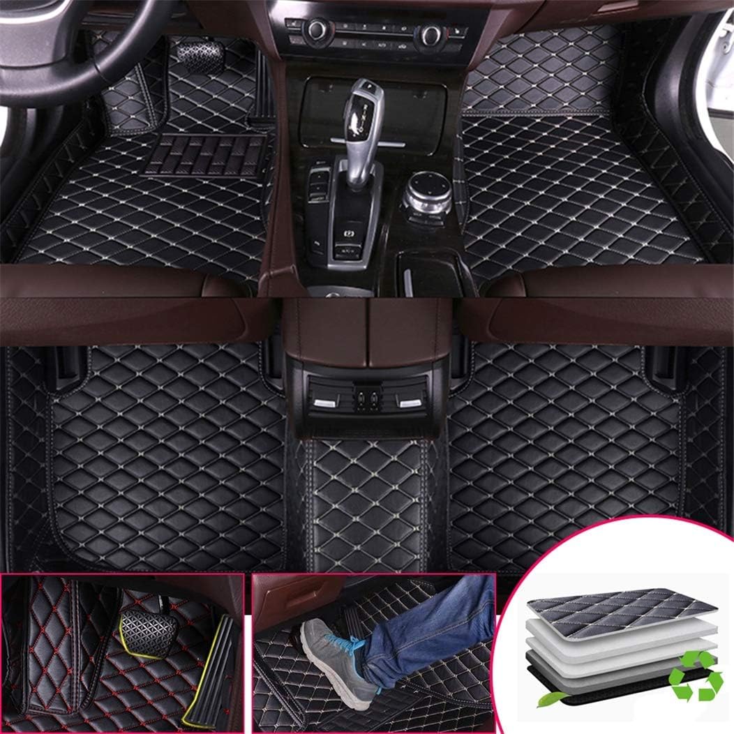 SureMart Custom Car Floor Mats for Infiniti Q50 Sport 2014-2019 Protection Luxury Leather Material Wear Resistant Car mat Carpet Liners Black