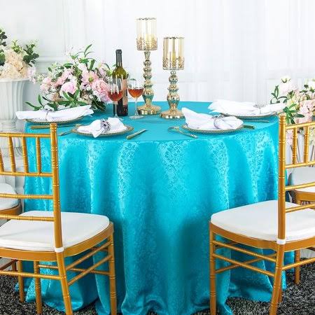 Wedding Linens Inc. 120 inch Round Damask Marquis Damask Jacquard Polyester Linen Tablecloth Table Covers with Seamless Design -