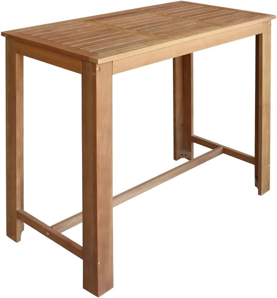 vidaXL Solid Acacia Wood Bar Table Bistro Table Bar High Table Breakfast Table Dining Table Pub Table Kitchen Room Furniture 47.2&ldquo;x23.6&rdquo; Brown