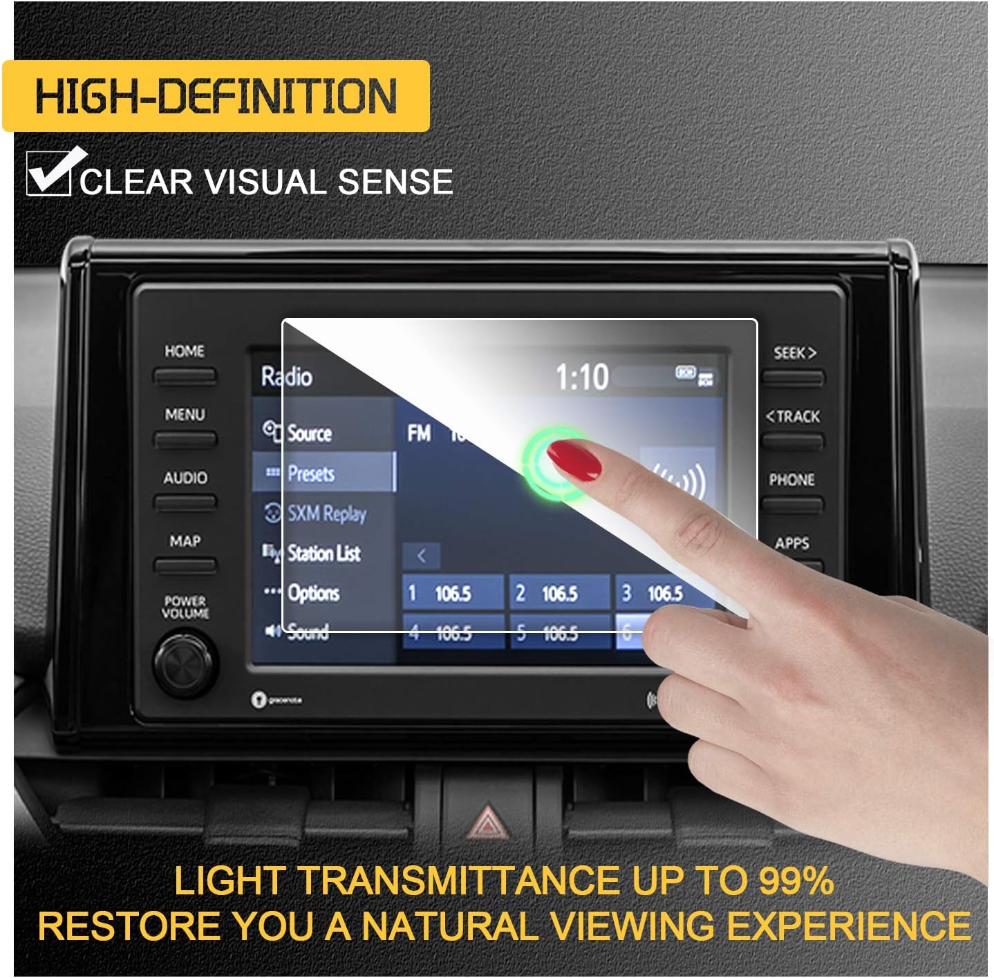 RUIYA Center Touch Control Screen Protector for 2019 RAV4 2021 RAV4 LE/Hybird XLE 7INCH 9H Hardness Car Navigation Touch Tempered Glass Screen Protector RAV4 Car Accessories