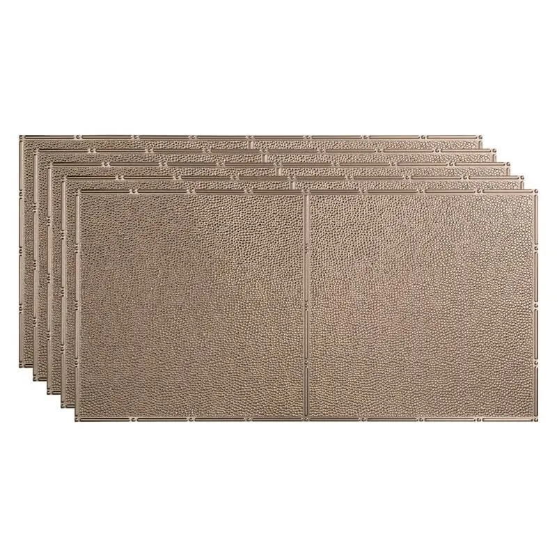 Fasade Border Fill Decorative Vinyl 2ft x 4ft Glue Up Ceiling Tile in Brushed Nickel (5 Pack)