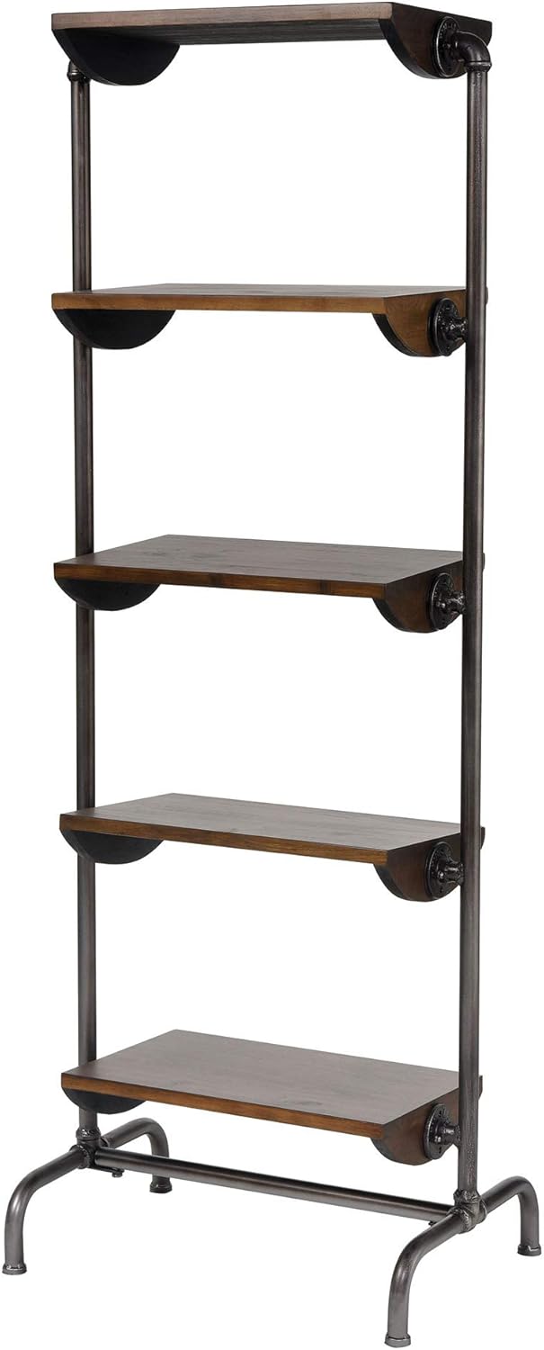 Sterling Home Industry City Black and Natural Wood Tone bookcase, Multicolor