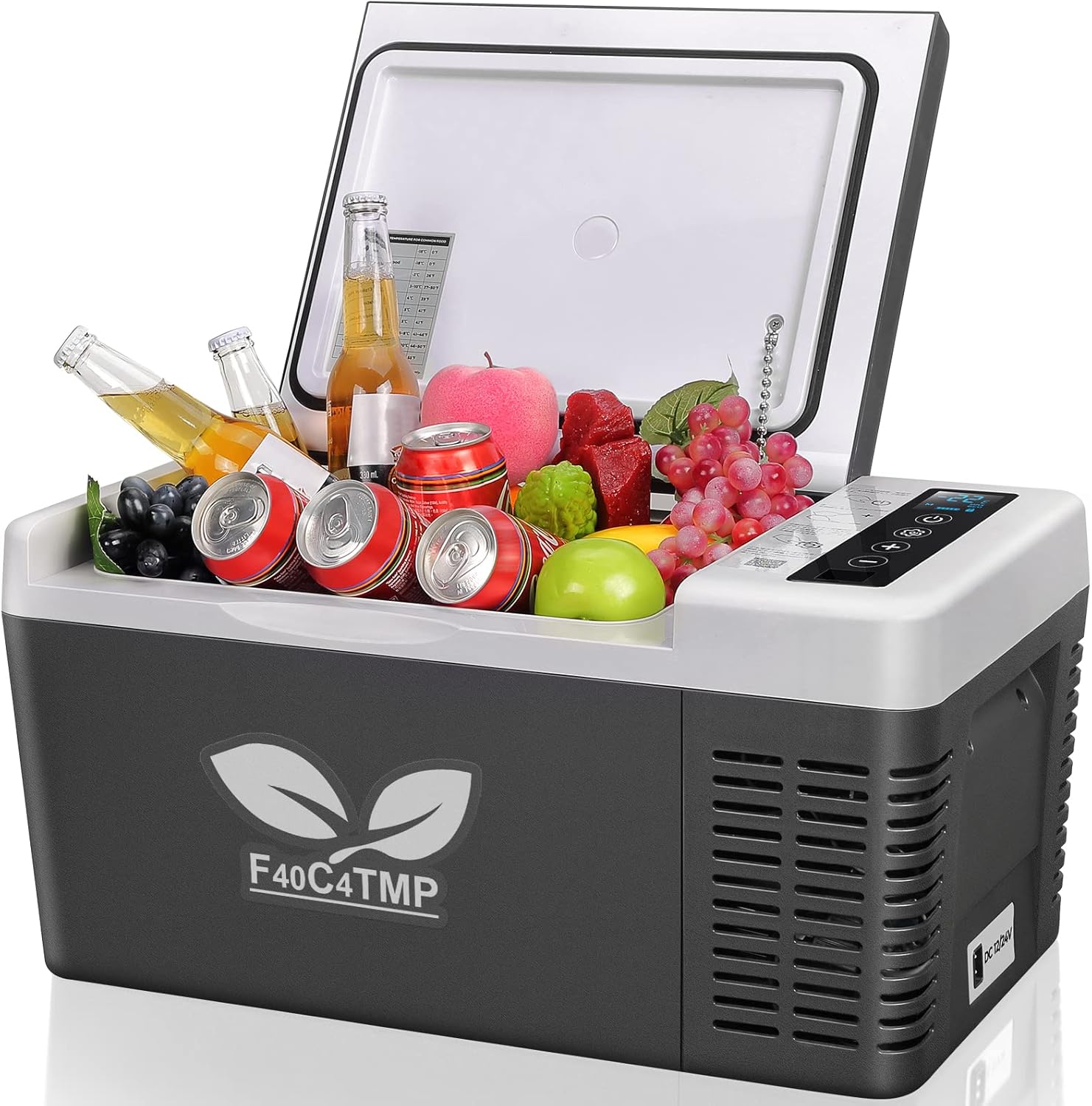 F40C4TMP Portable Refrigerator 20 Quart 12 Volt Freezer (-7.6℉~50℉) 18L Car Fridge With Compressor 110-240V AC For Camping, Truck, RV, Travel, Boat and Home Use