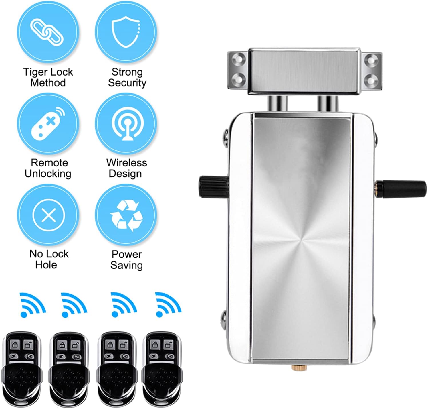 Smart Lock,Geevorks Remote Control Keyless Entry Electronic Lock with 4 Remote Control,Smart Anti-Theft Deadbolt Access Control System for Home Hotel Apartment