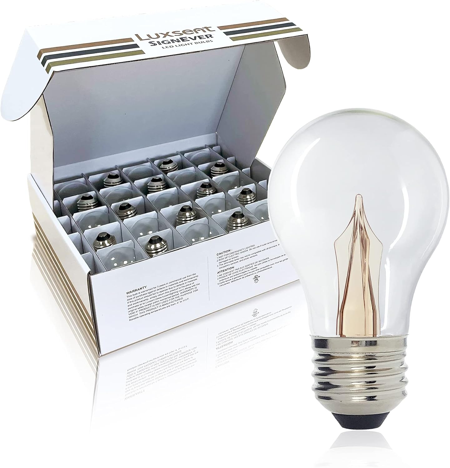 Hollywood Vanity Mirror / Marquee A17 LED Decorative Bulb, Warm White 2400K, Outdoor Waterproof Shatterproof, 1 W Low Wattage (10W Equivalent), E26 Medium Base, 25 Pack