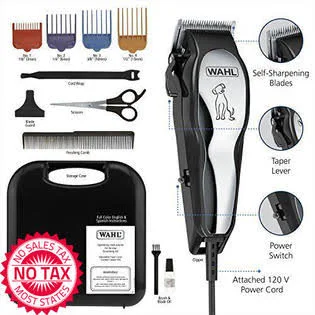 Wahl Pet Grooming 13 Piece Wahl Pro Deluxe Kit Chrome Dog Clipper Cat Hair Set ,Black