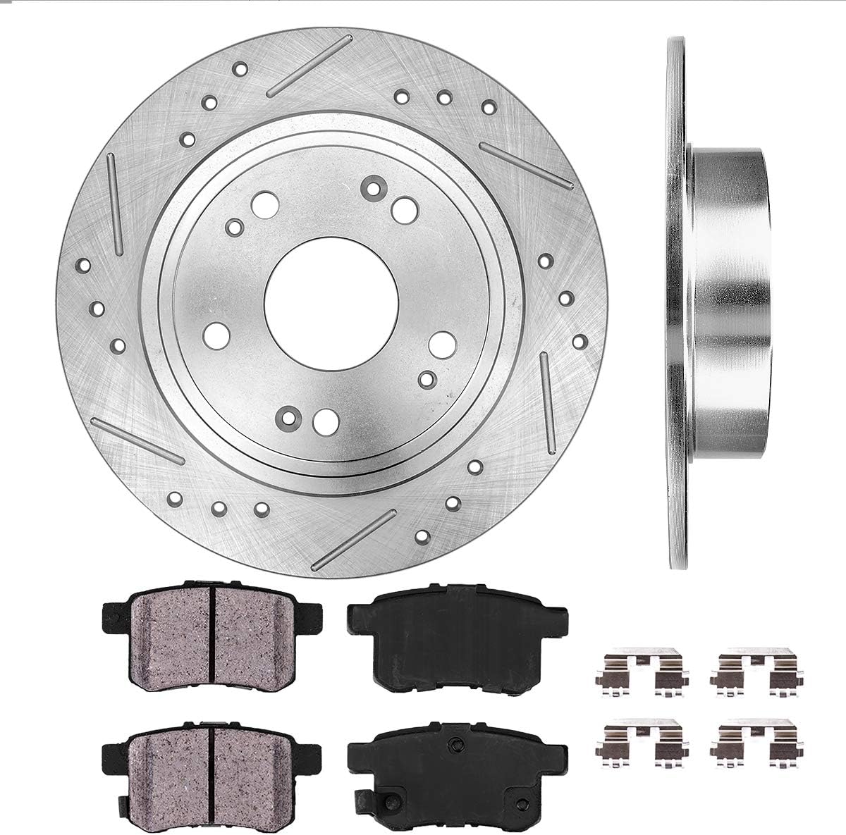 Callahan CDS02970 REAR 281.6mm D/S 5 Lug [2] Rotors + Ceramic Brake Pads + Clips [ fit Acura TSX Honda Accord ]