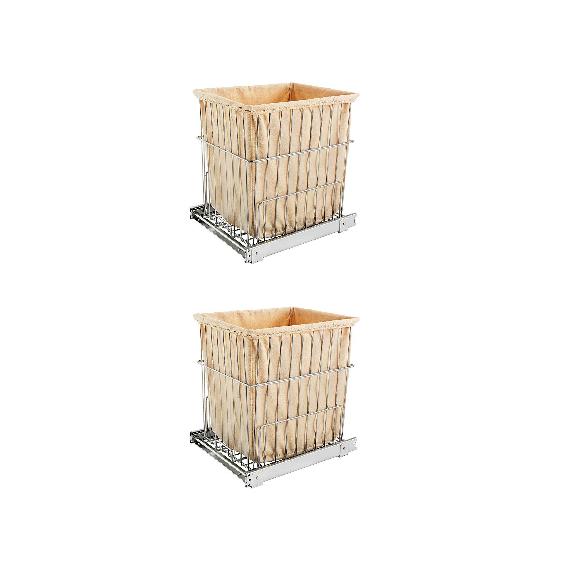 Rev A Shelf HRV-1520 S CR Wire Pullout Cabinet Laundry Hamper Basket (2-Pack)