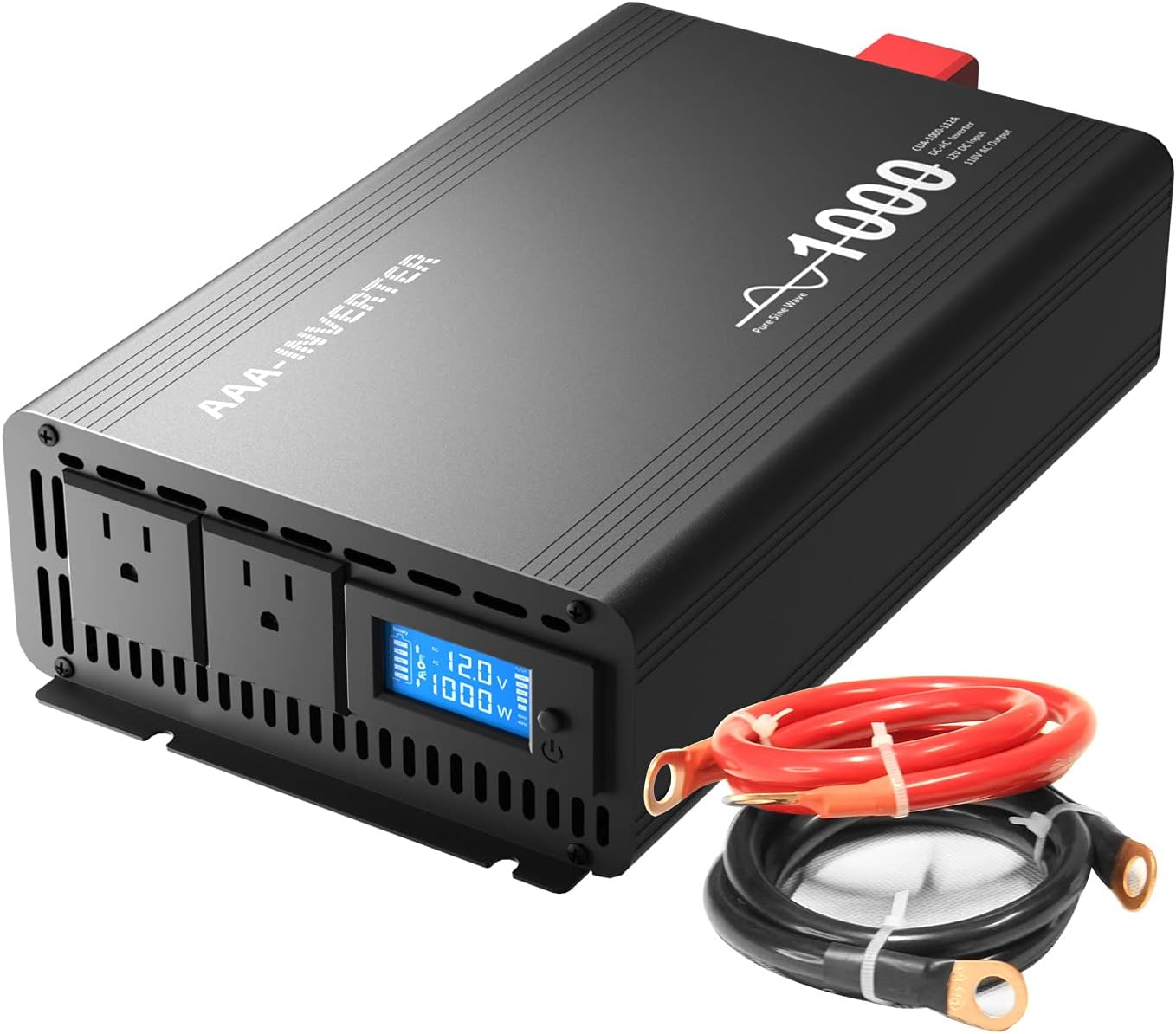 AAAINVERTER dc 12 v to 110 v 1000 Watts Pure sine Wave Inverter Black car Converter 2000 watts Peak Power (1000watts, 12v)