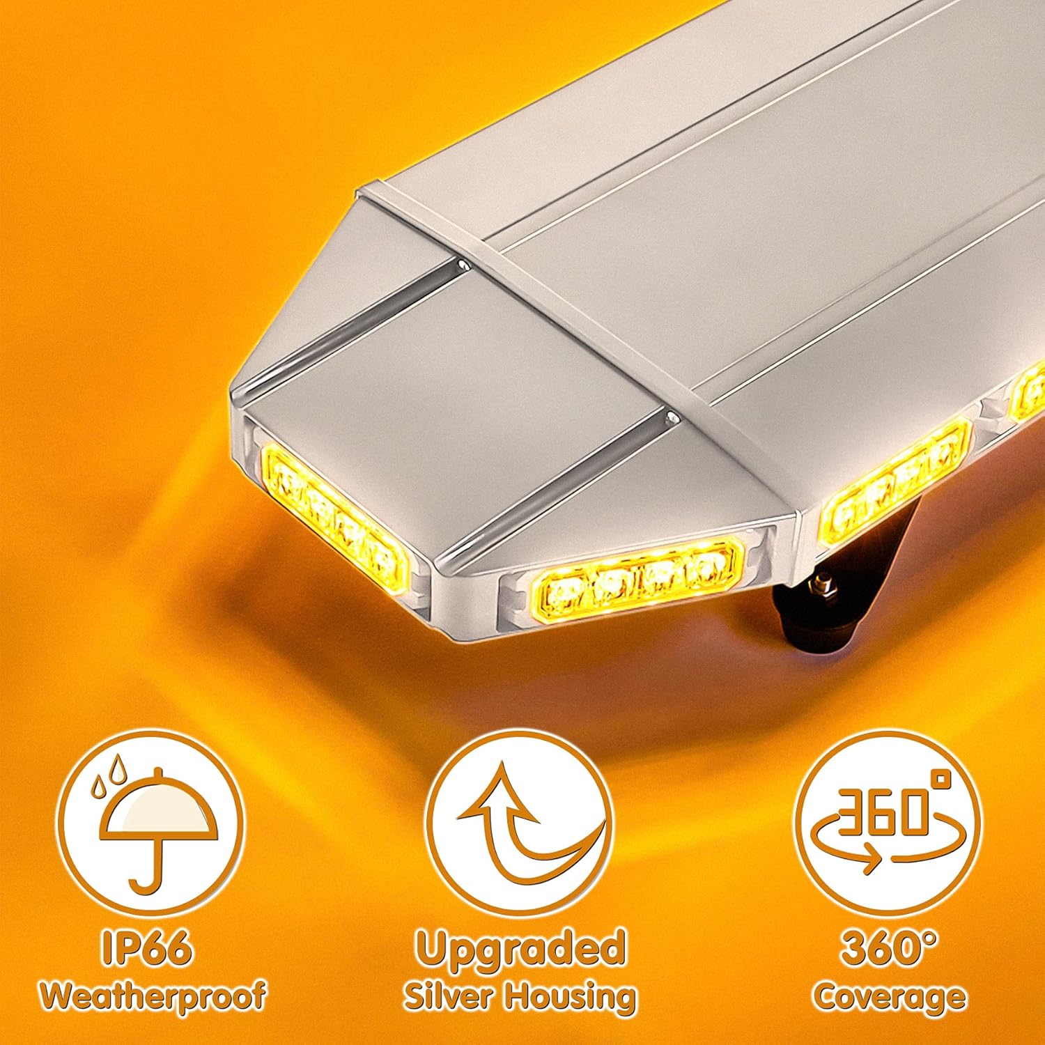 YOOWEE 48 inch 104 LED Amber Emergency Lights Roof Top Warning Strobe Light Bar for Tow Trucks Vehicle 16 Flash Modes Directional Traffic Advisor Security Yellow Snow Plow Beacon Lights 12V-24V