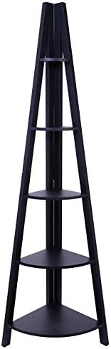 Pemberly Row Providence Bailey Corner Shelf Black Engineered Wood