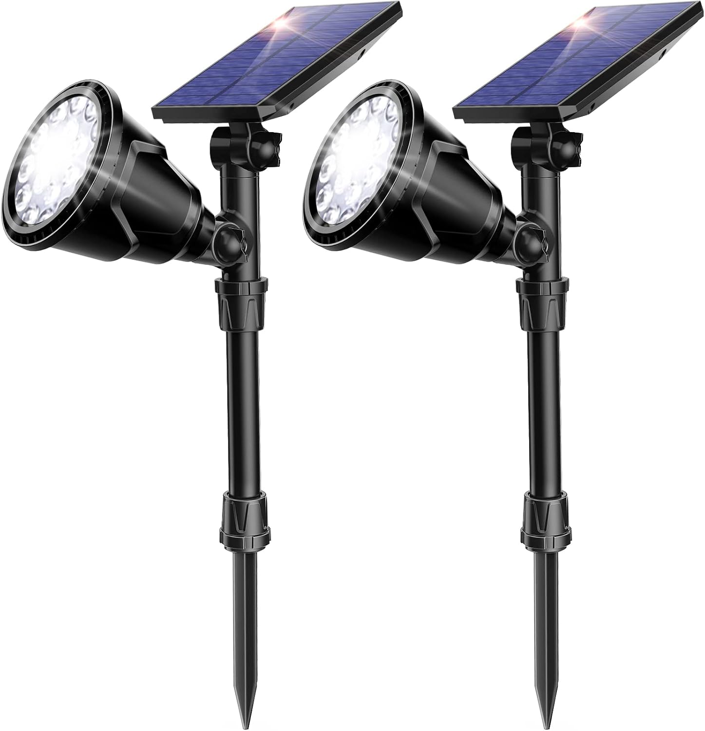 ROSHWEY Landscape Lighting, 600LM Solar Garden Lights Waterproof Easter Lights Decorative Solar Spot Lights for Yard Patio Porch Wall Deck Garage (Warm White,4Pack) Pack of 2