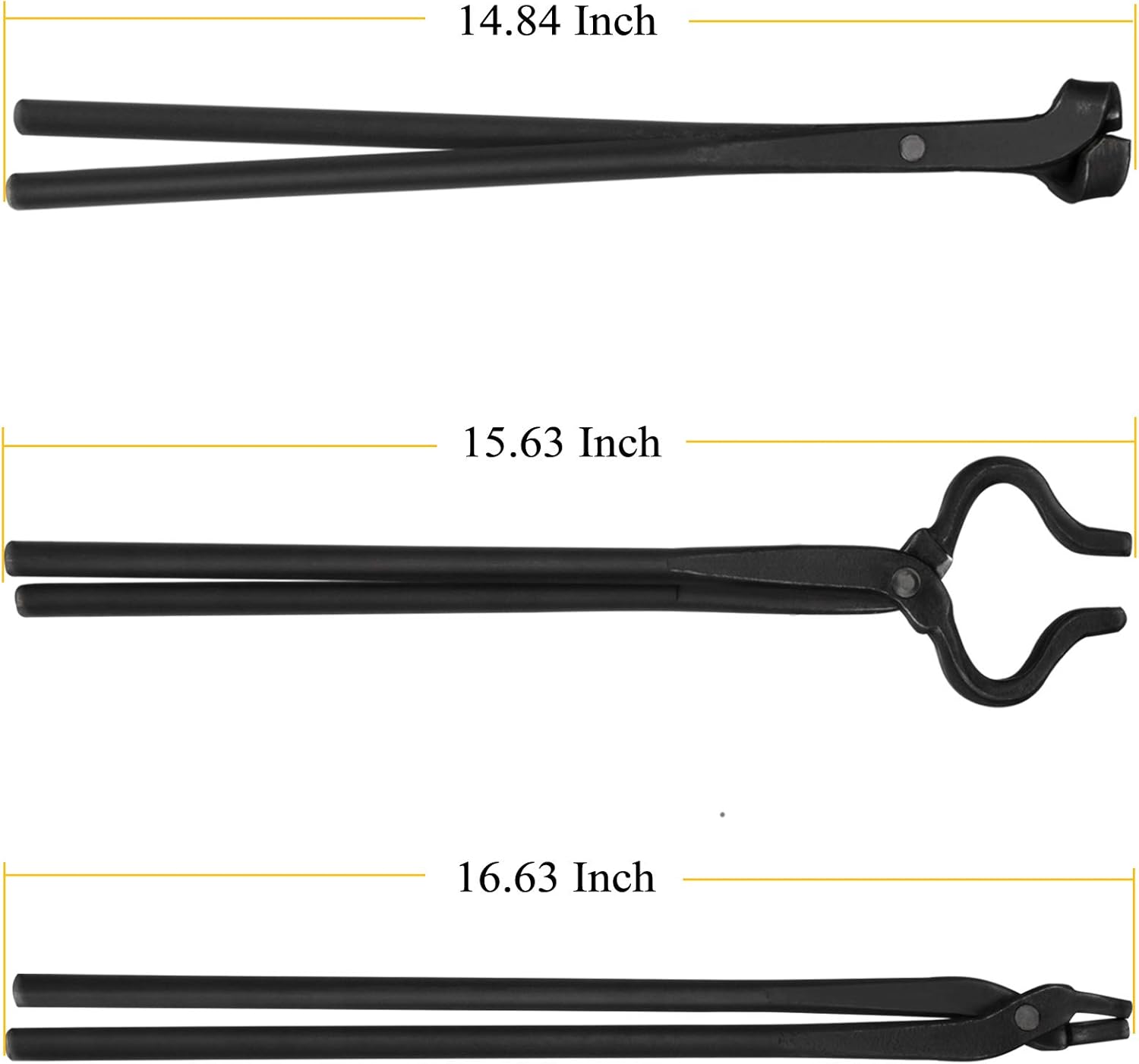 Knife Making Tongs Set - Bladesmith Blacksmith Forge Tong Tools Set Vise Tools Anvil Hammer (3-Pack)