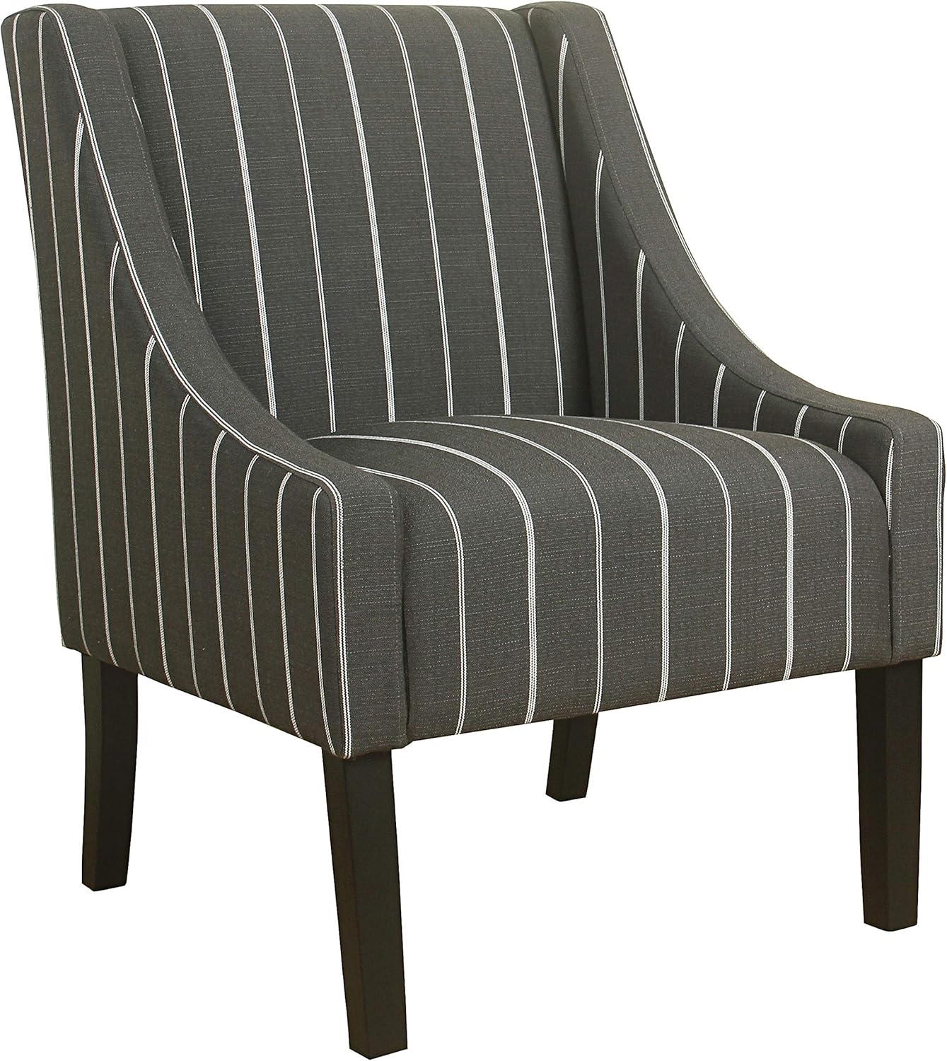 HomePop Modern Swoop Accent Chair, Charcoal Stripe
