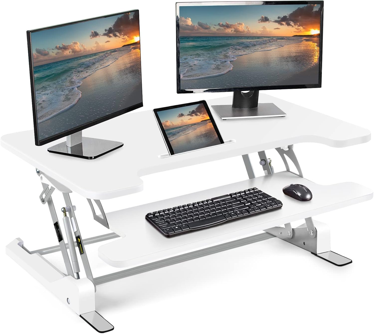 ComHoma 36 inch Standing Desk Converter -Stand Up Height Adjustable Desk Riser-Computer Home Office Ergonomic Desk Table for Dual Monitors and Laptop Workstation with Keyboard Tray-Black