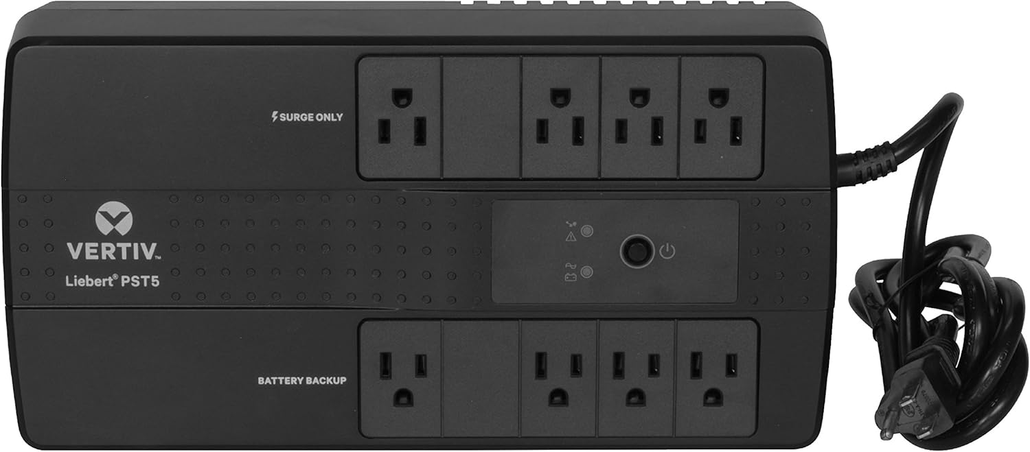 Vertiv Liebert PST5 350VA 200W UPS with Battery Backup & Surge Protection, Eight outlets and a Three-Year, Full Unit Warranty (PST5-350MT120) Pack of 2