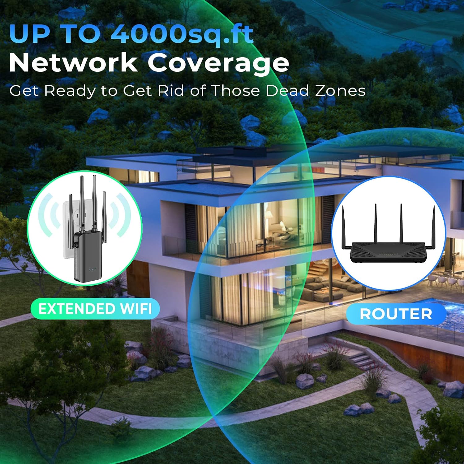 2022 New Upgrade WiFi Extender, WiFi Repeater, WiFi Booster Coverage Up to 5000 sq ft and 38 Devices Wireless Signal Booster, Wireless Signal Booster Repeater with Ethernet Port for Home Pack of 2